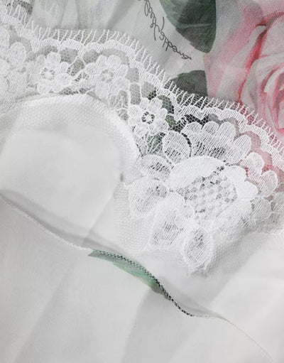 Dolce &amp; Gabbana witte zijden A-lijn midi-jurk met bloemenprint