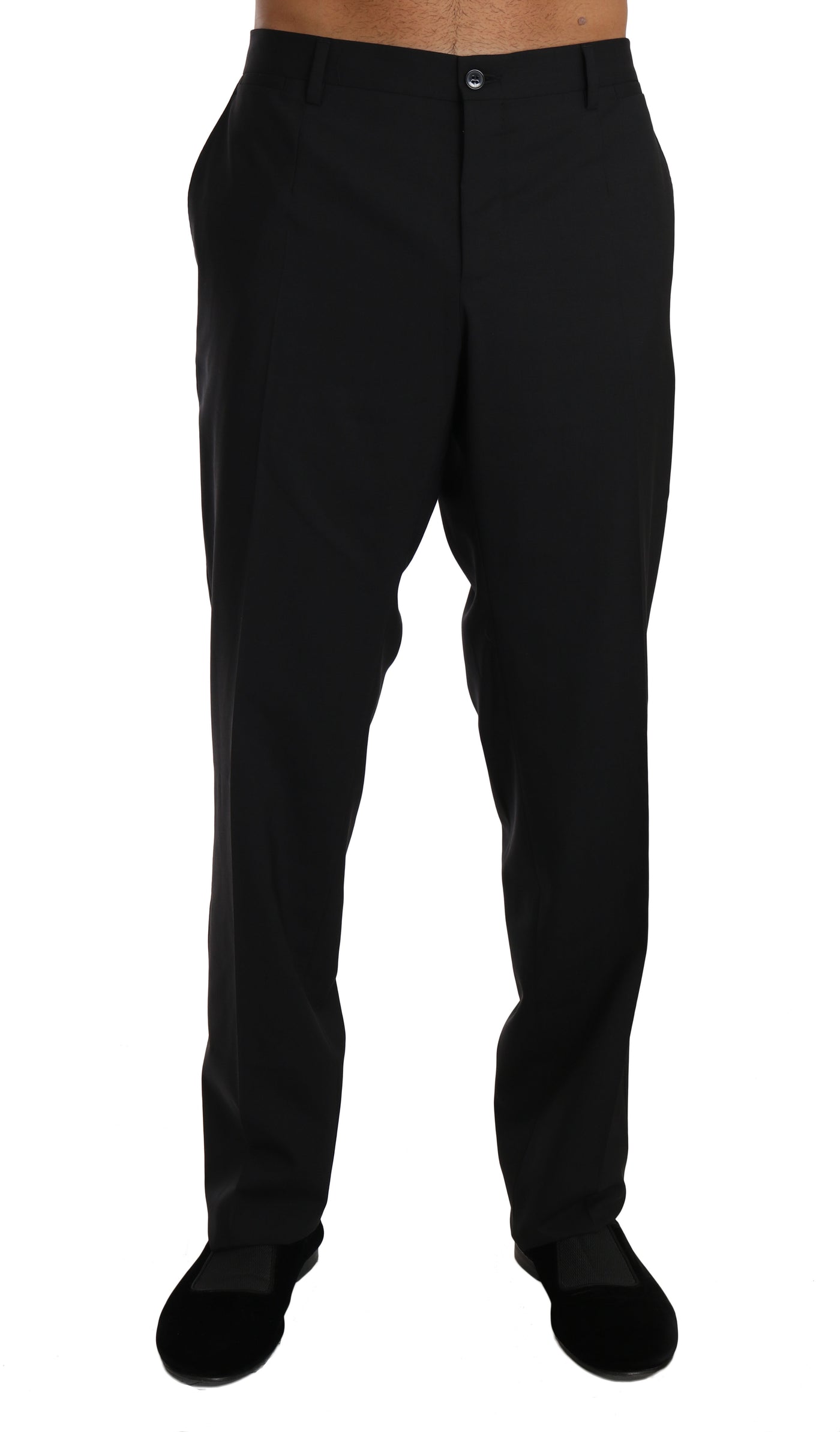 Dolce &amp; Gabbana Zwarte Wollen Stretch Formele Broek
