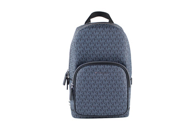Sac à dos bandoulière Michael Kors Cooper Medium Navy Signature en PVC