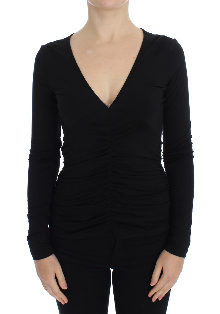 Pull à manches longues extensible noir Versace Jeans