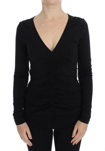 Pull à manches longues extensible noir Versace Jeans