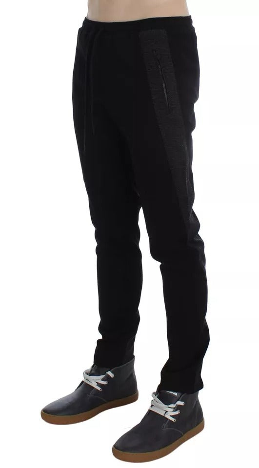 Pantalon décontracté en laine noir et gris Dolce &amp; Gabbana à rayures