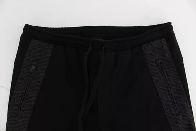 Pantalon décontracté en laine noir et gris Dolce &amp; Gabbana à rayures