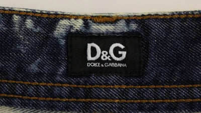 Short en jean délavé en coton bleu D&amp;G Dolce &amp; Gabbana