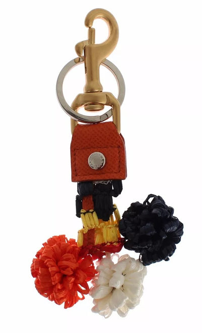 Dolce &amp; Gabbana Bruin Goud Raffia Leren Sluiting Zoeker Ketting Sleutelhanger