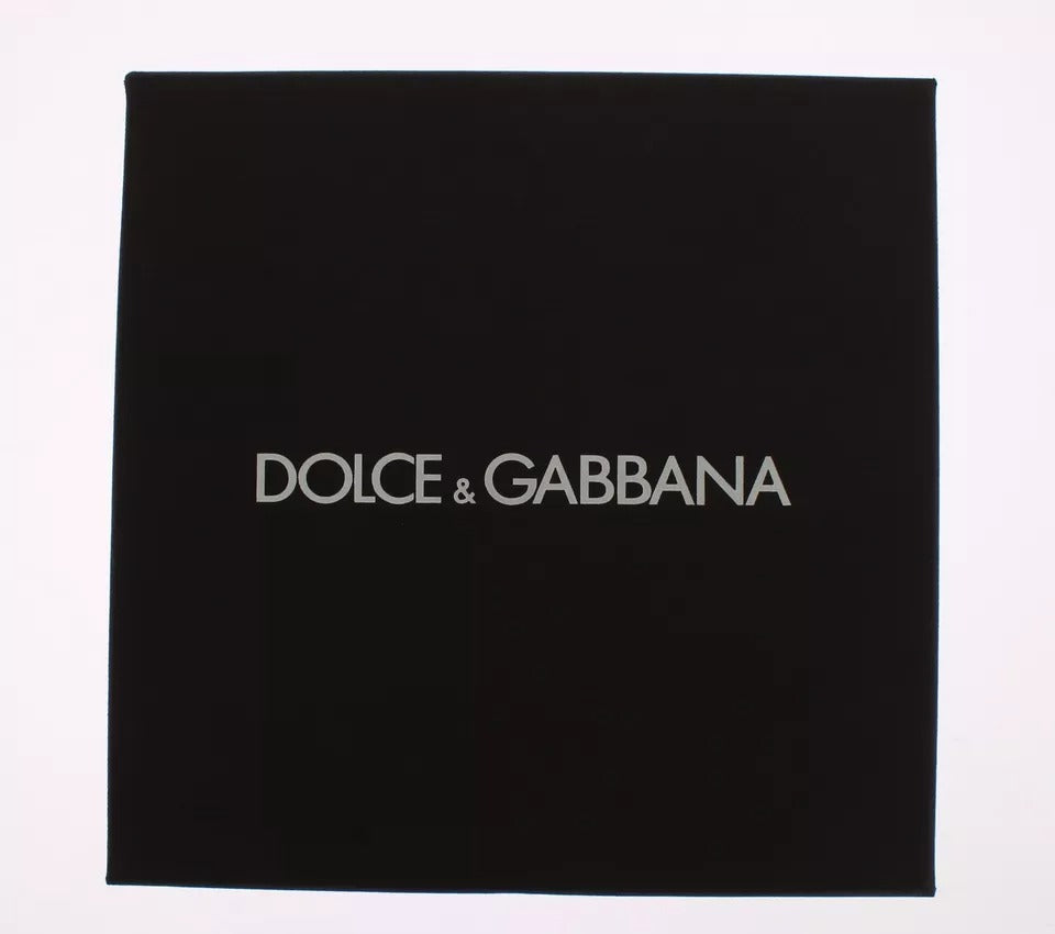Dolce &amp; Gabbana zilverbruine raffia leren sluiting sleutelhanger
