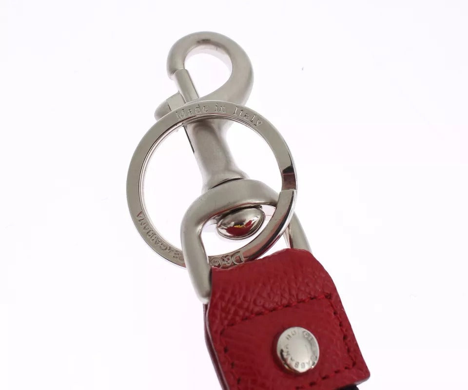 Dolce &amp; Gabbana Zilverbruine Raffia Leren Sluiting Zoeker Ketting Sleutelhanger