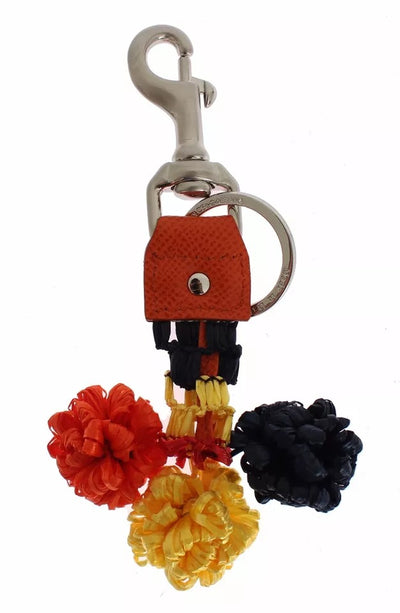 Dolce &amp; Gabbana Rode Gele Raffia Lederen Sluiting Zoeker Sleutelhanger
