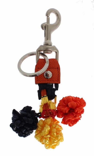 Dolce &amp; Gabbana Rode Gele Raffia Lederen Sluiting Zoeker Sleutelhanger