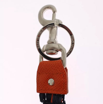 Dolce &amp; Gabbana Rode Gele Raffia Lederen Sluiting Zoeker Sleutelhanger