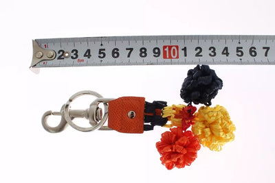 Dolce &amp; Gabbana Rode Gele Raffia Lederen Sluiting Zoeker Sleutelhanger