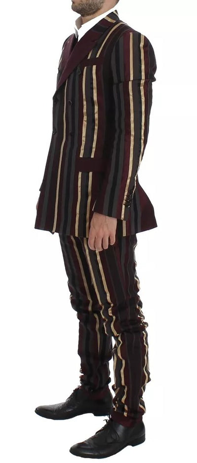 Costume 3 pièces slim fit à rayures multicolores Dolce &amp; Gabbana