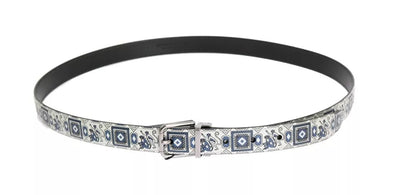 Coffret cadeau ceinture en cuir et nœud papillon en soie blanc et bleu Dolce &amp; Gabbana