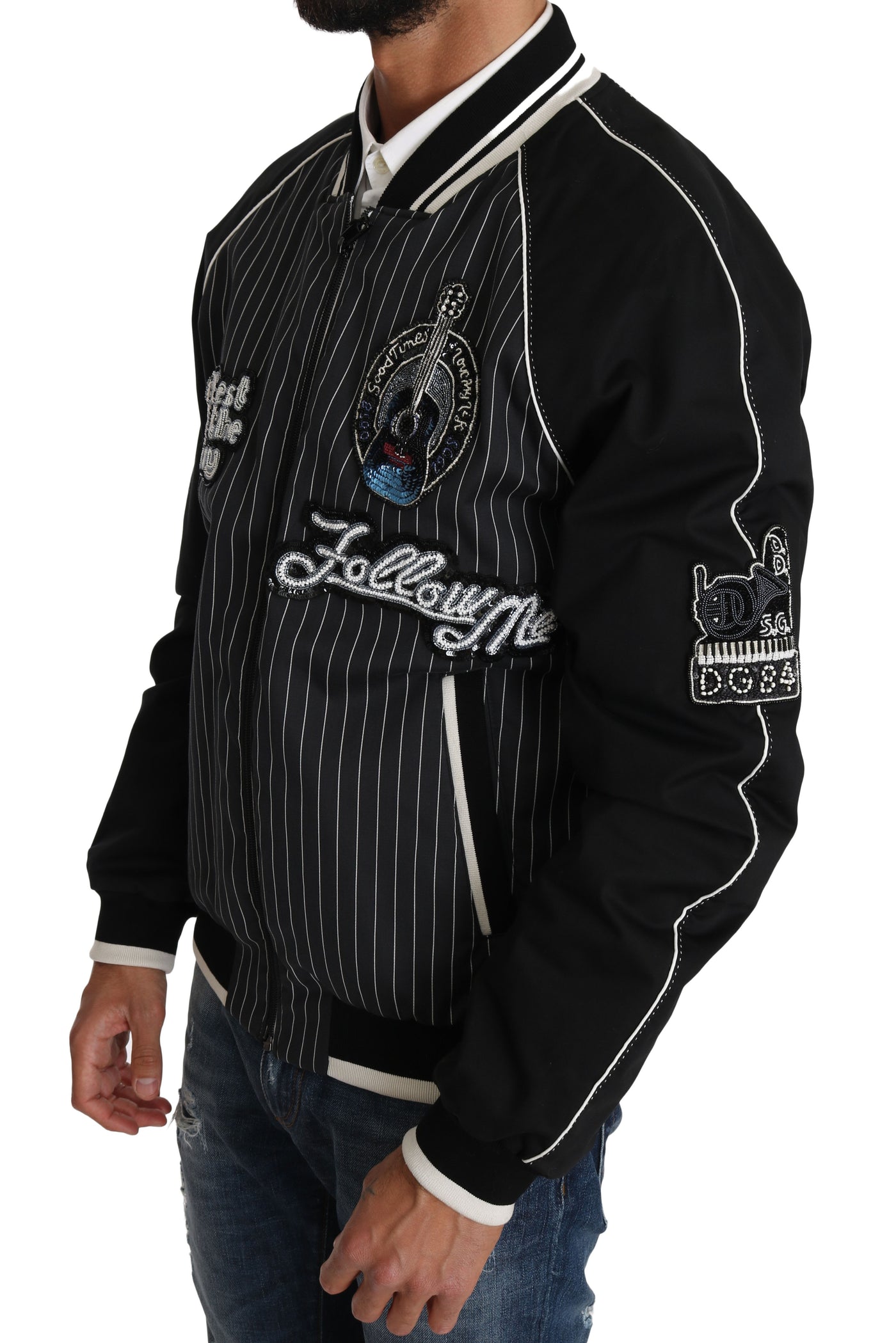 Veste noire à paillettes et perles Dolce &amp; Gabbana DD58 SG62