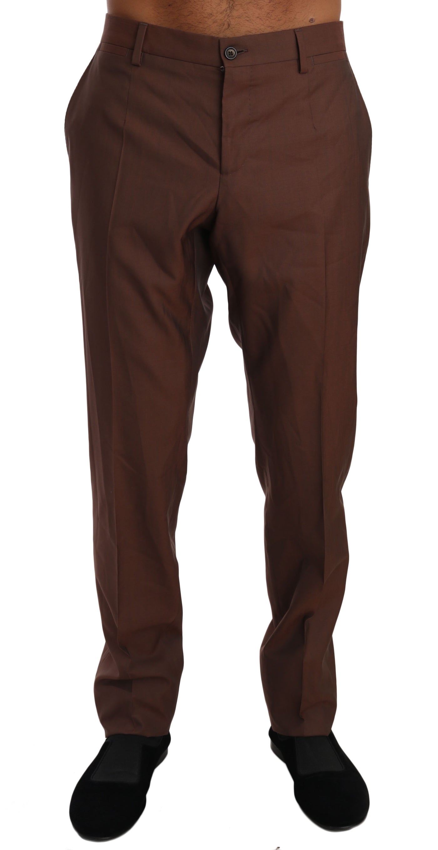 Dolce &amp; Gabbana Bruine Wol Zijden Formele Broek