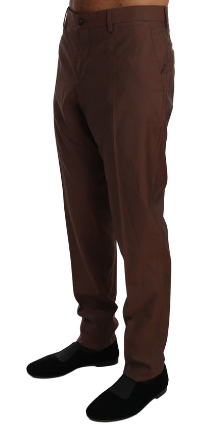 Dolce &amp; Gabbana Bruine Wol Zijden Formele Broek