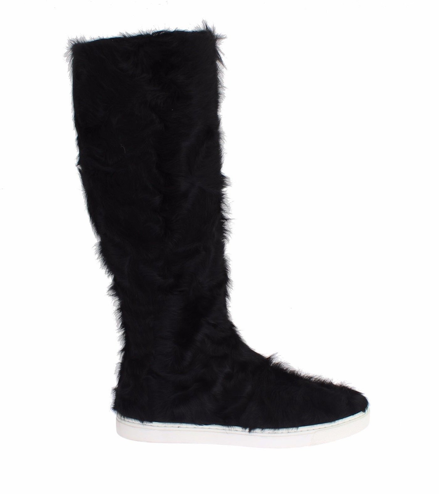 Bottes en cuir et fourrure d'agneau noires Xiangao de Dolce &amp; Gabbana