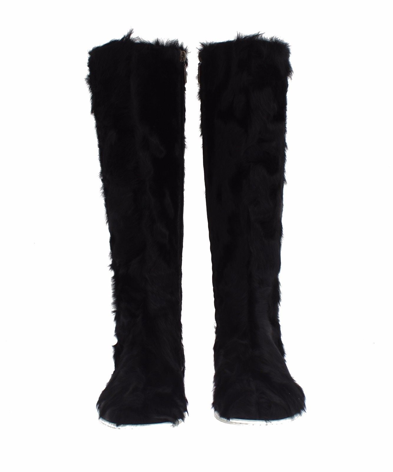 Bottes en cuir et fourrure d'agneau noires Xiangao de Dolce &amp; Gabbana