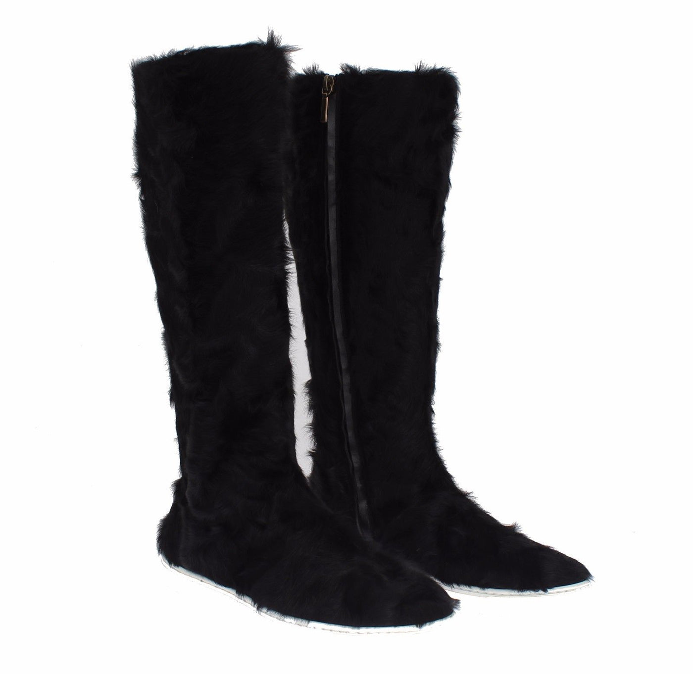 Bottes en cuir et fourrure d'agneau noires Xiangao de Dolce &amp; Gabbana