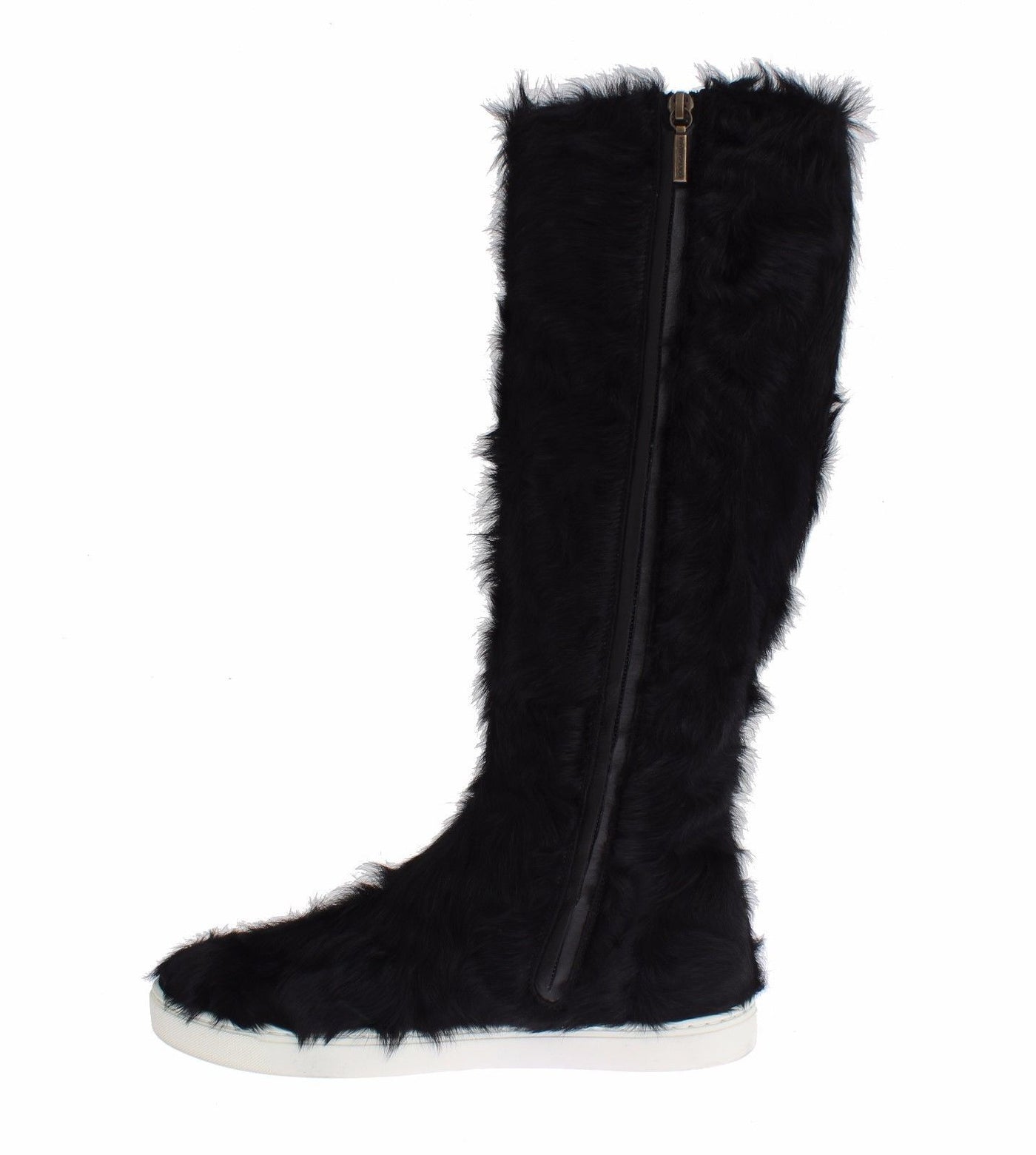 Bottes en cuir et fourrure d'agneau noires Xiangao de Dolce &amp; Gabbana