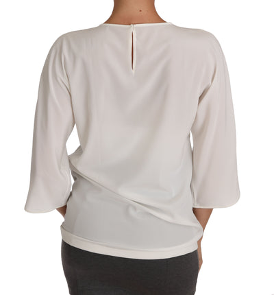 Dolce &amp; Gabbana Witte Zijden #dgfamily Kristallen T-shirt