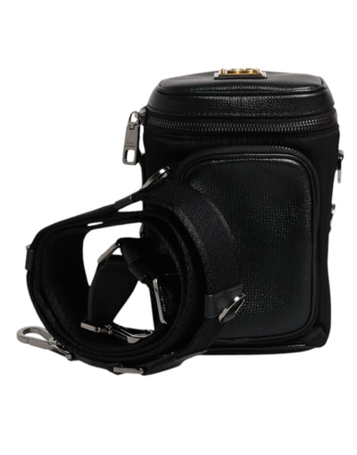 Dolce &amp; Gabbana Zwarte Leren Logo Portemonnee Crossbody Cameratas