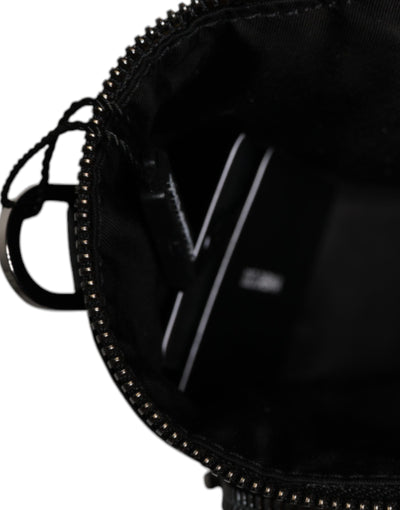 Dolce &amp; Gabbana Zwarte Leren Logo Portemonnee Crossbody Cameratas