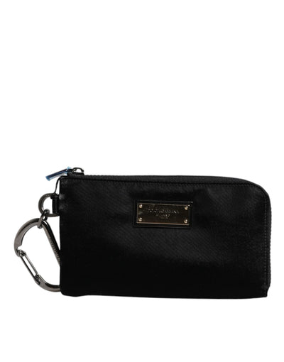 Pochette porte-clés Dolce &amp; Gabbana en nylon noir avec logo
