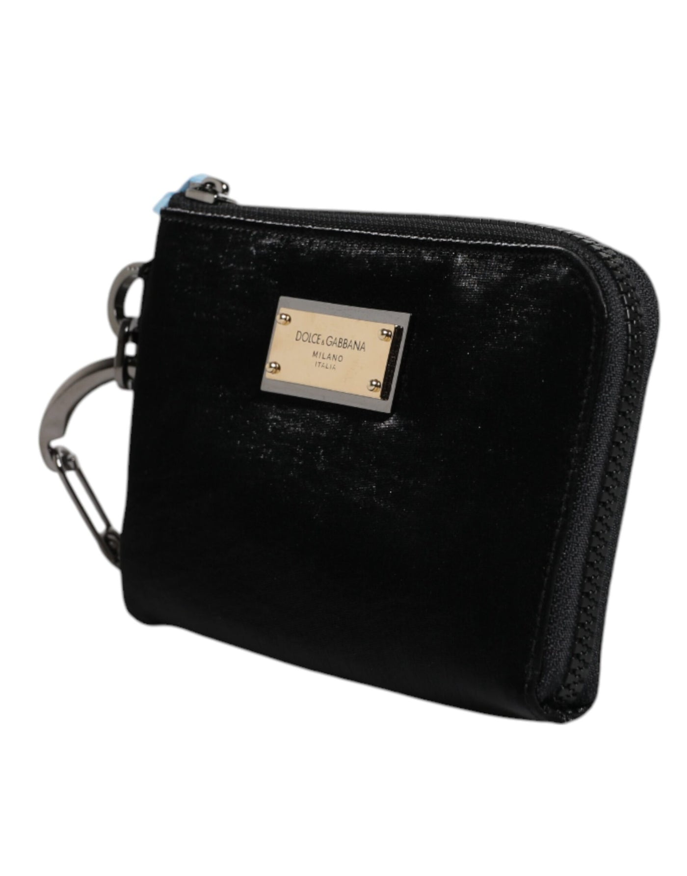 Pochette porte-clés Dolce &amp; Gabbana en nylon noir avec logo