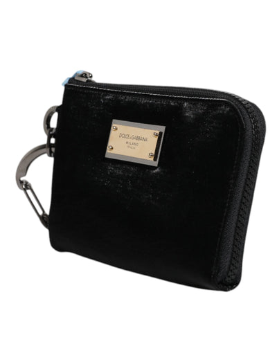 Pochette porte-clés Dolce &amp; Gabbana en nylon noir avec logo
