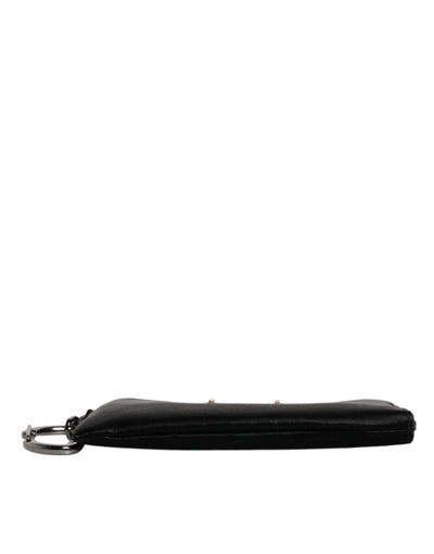 Pochette porte-clés Dolce &amp; Gabbana en nylon noir avec logo