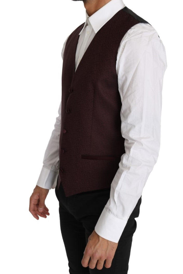 Dolce &amp; Gabbana Paars Patroon Wol Zijden Vest