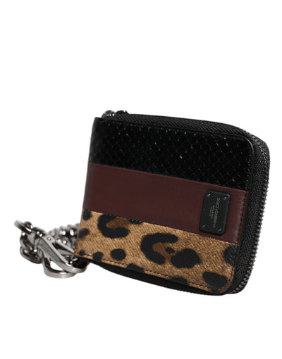 Dolce &amp; Gabbana Multicolor Leopard Leather DG Bifold Kaarthouder Portemonnee