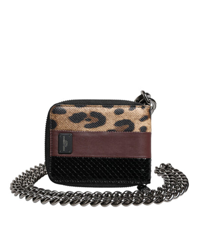 Dolce &amp; Gabbana Multicolor Leopard Leather DG Bifold Kaarthouder Portemonnee