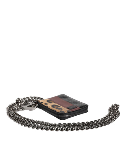 Dolce &amp; Gabbana Multicolor Leopard Leather DG Bifold Kaarthouder Portemonnee