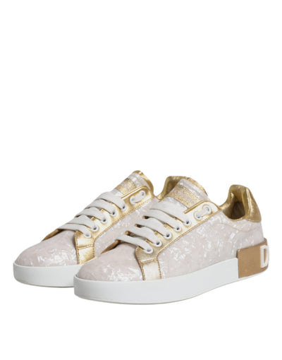 Dolce &amp; Gabbana Witte Portofino Moeder van Parel Sneakers Casual Schoenen