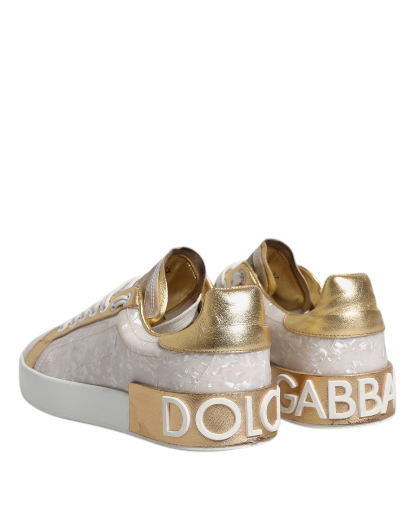 Dolce &amp; Gabbana Witte Portofino Moeder van Parel Sneakers Casual Schoenen