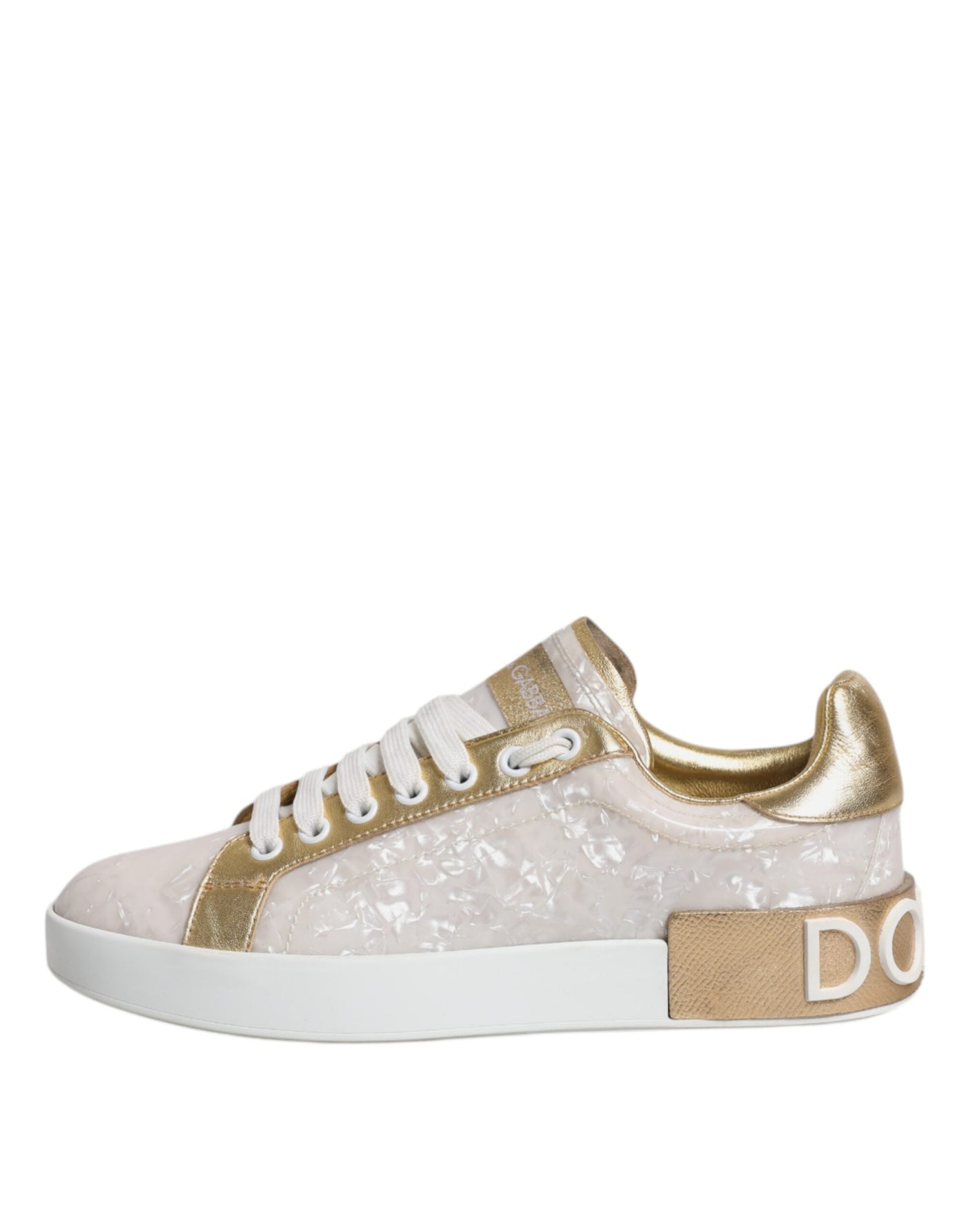 Dolce &amp; Gabbana Witte Portofino Moeder van Parel Sneakers Casual Schoenen