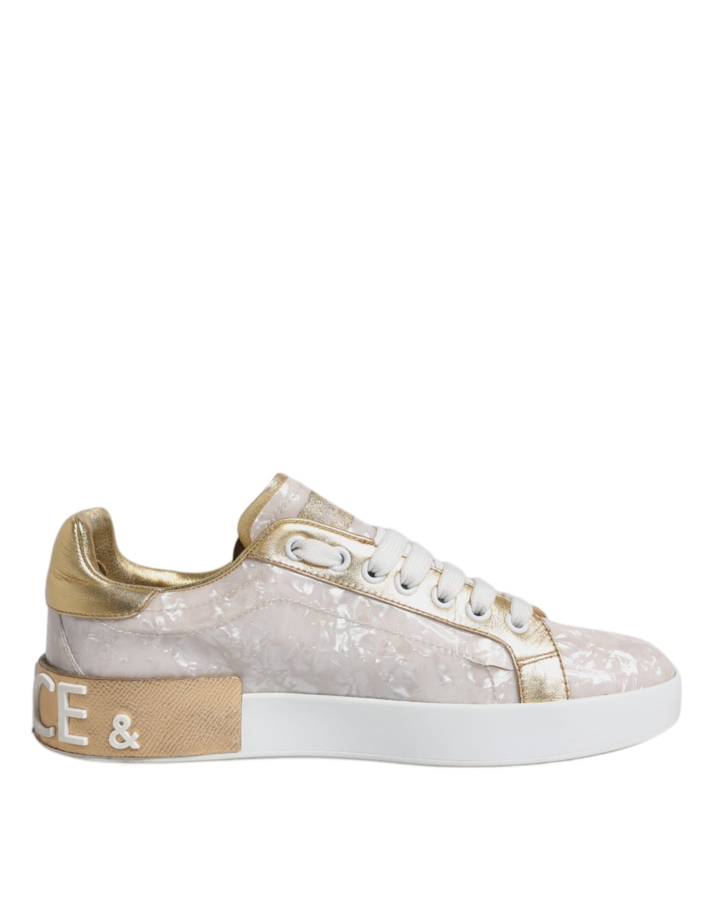 Dolce &amp; Gabbana Witte Portofino Moeder van Parel Sneakers Casual Schoenen