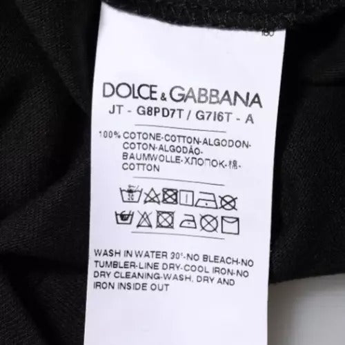 Dolce &amp; Gabbana Zwart T-shirt met ronde hals en logoprint van katoen