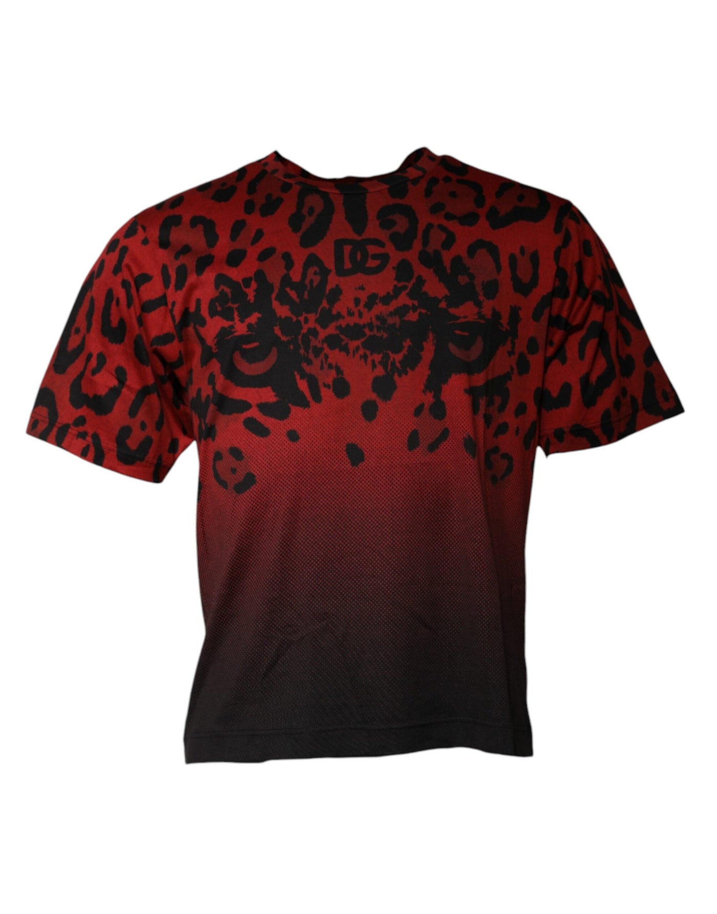 Dolce &amp; Gabbana Rood Luipaard Katoenen T-shirt met Korte Mouwen