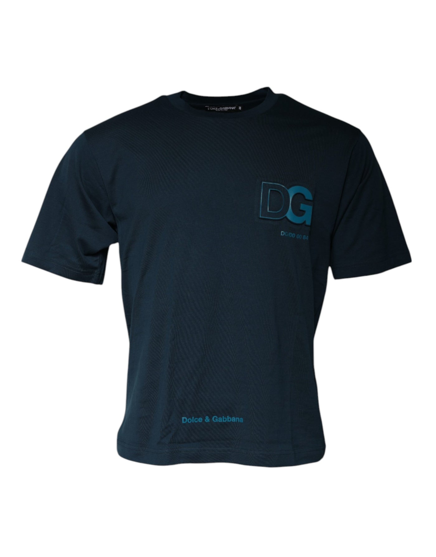 Dolce &amp; Gabbana Blue Logo Crew Neck T-shirt met korte mouwen