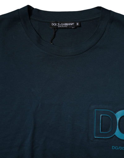 Dolce &amp; Gabbana Blue Logo Crew Neck T-shirt met korte mouwen