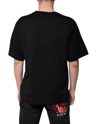 Dolce &amp; Gabbana Zwart Katoenen Logo V-hals T-shirt met Korte Mouwen