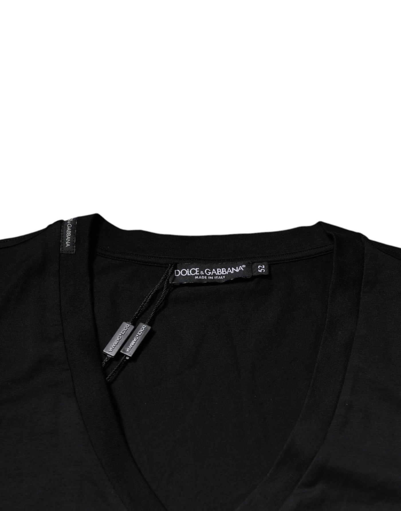 Dolce &amp; Gabbana Zwart Katoenen Logo V-hals T-shirt met Korte Mouwen