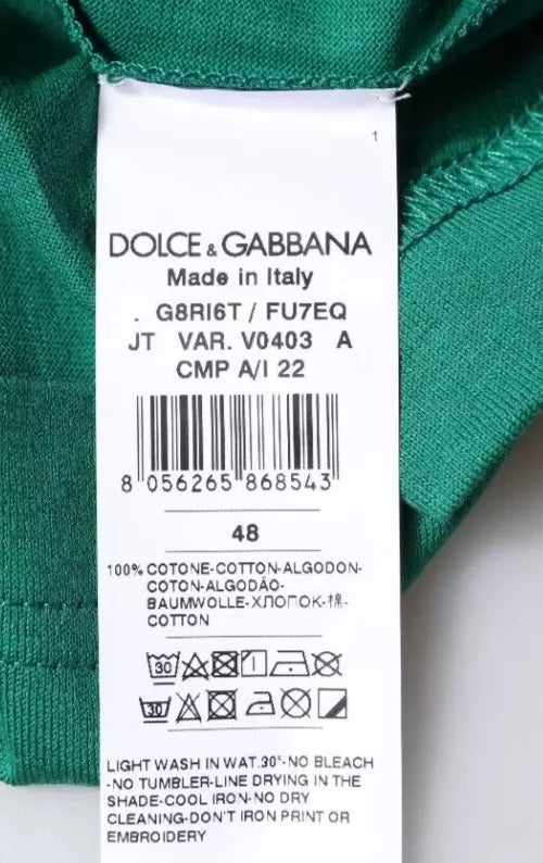Dolce &amp; Gabbana Groen Logo Ronde Hals Korte Mouwen T-shirt