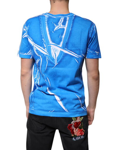 Dolce &amp; Gabbana Blauw Katoenen V-hals T-shirt met Korte Mouwen