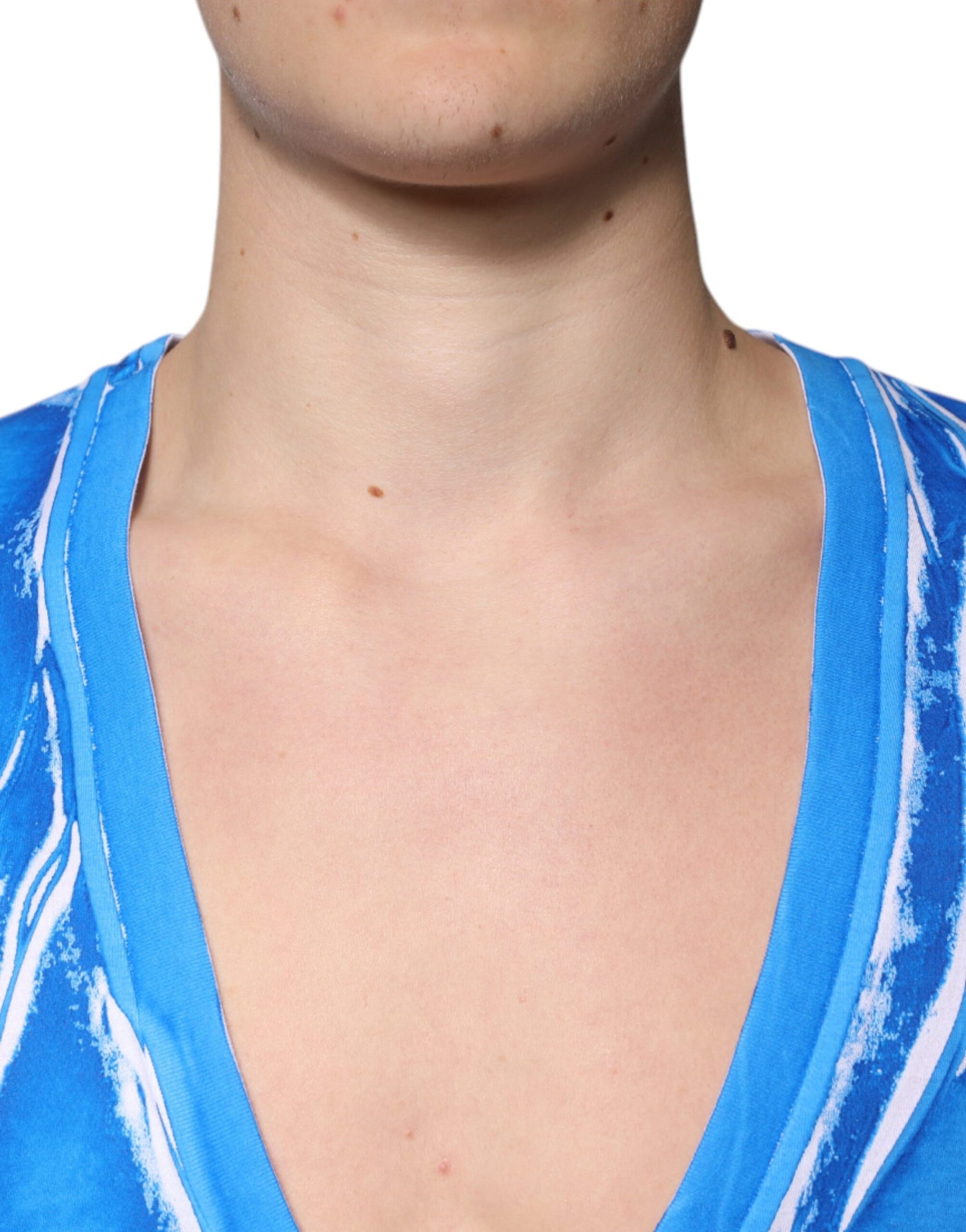 Dolce &amp; Gabbana Blauw Katoenen V-hals T-shirt met Korte Mouwen
