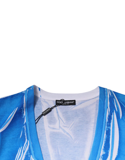 Dolce &amp; Gabbana Blauw Katoenen V-hals T-shirt met Korte Mouwen