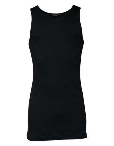 Dolce &amp; Gabbana Zwart Katoenen Mouwloos Tanktopje met Ronde Hals